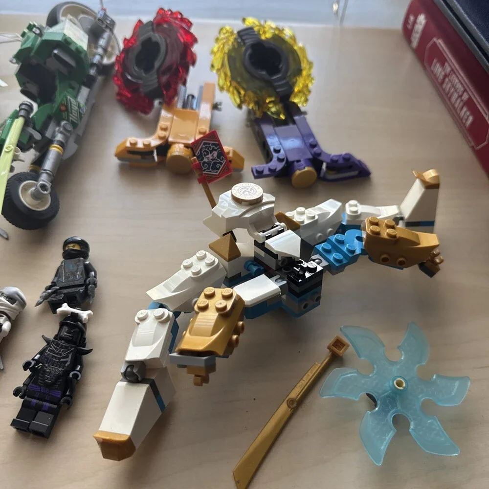 LEGO NINJAGO Lot Bundle – Vehicles, Spinners, Minifigures & Weapons – Mixed Lot